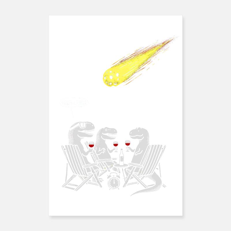 Dinosaur Dinner Party with Shooting Comet Poster 16" x 24" (40x60 cm)