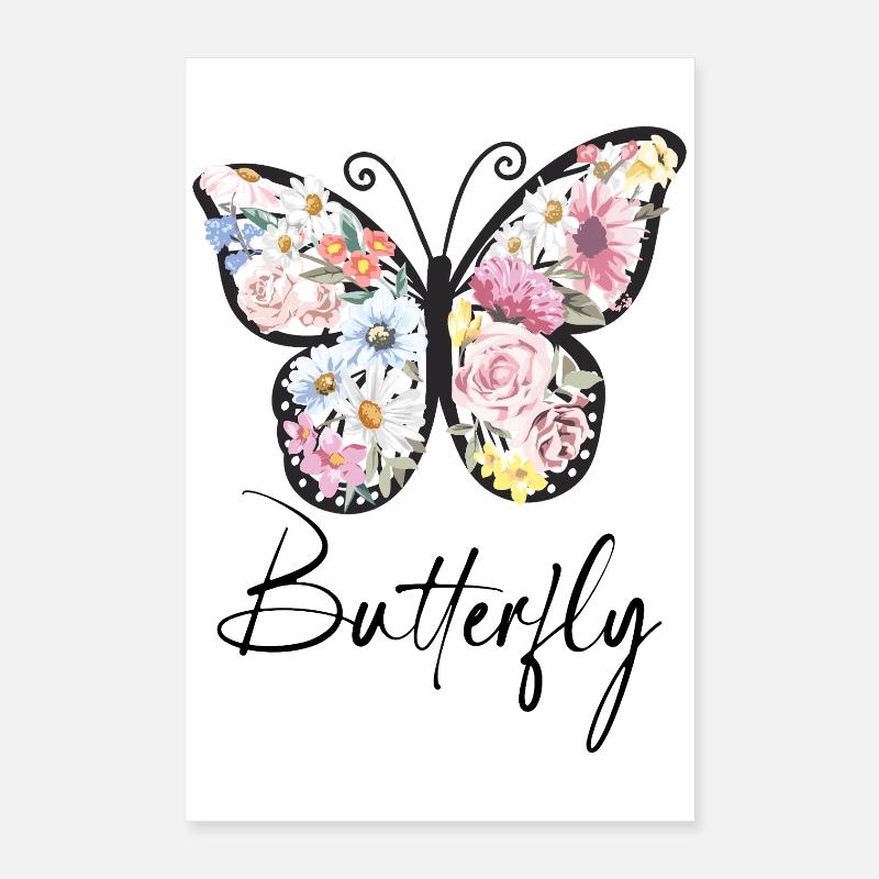 Ailes de Fleur Fleur Papillon Poster 40 x 60 cm