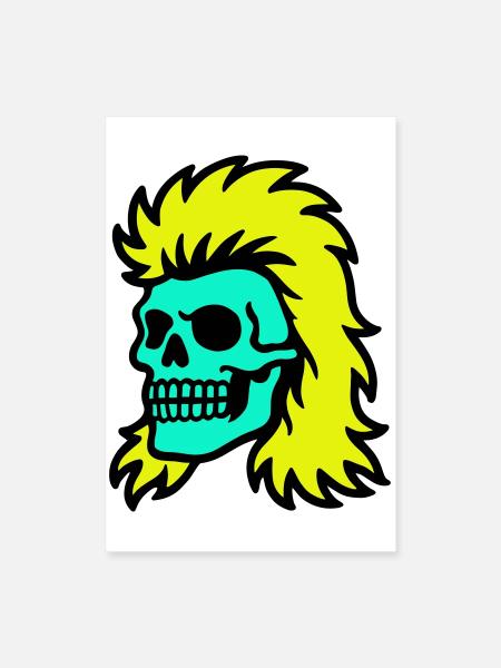Vokuhila Skull - Poster 40x60 cm - Weiß - Vorne