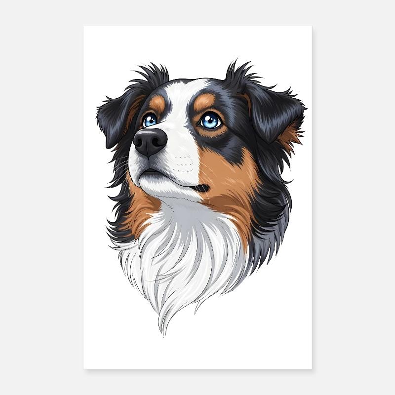 Australian Shepherd Portrait Poster 40x60 cm