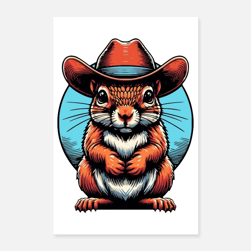 Eichhörnchen mit Cowboyhut Poster 40x60 cm