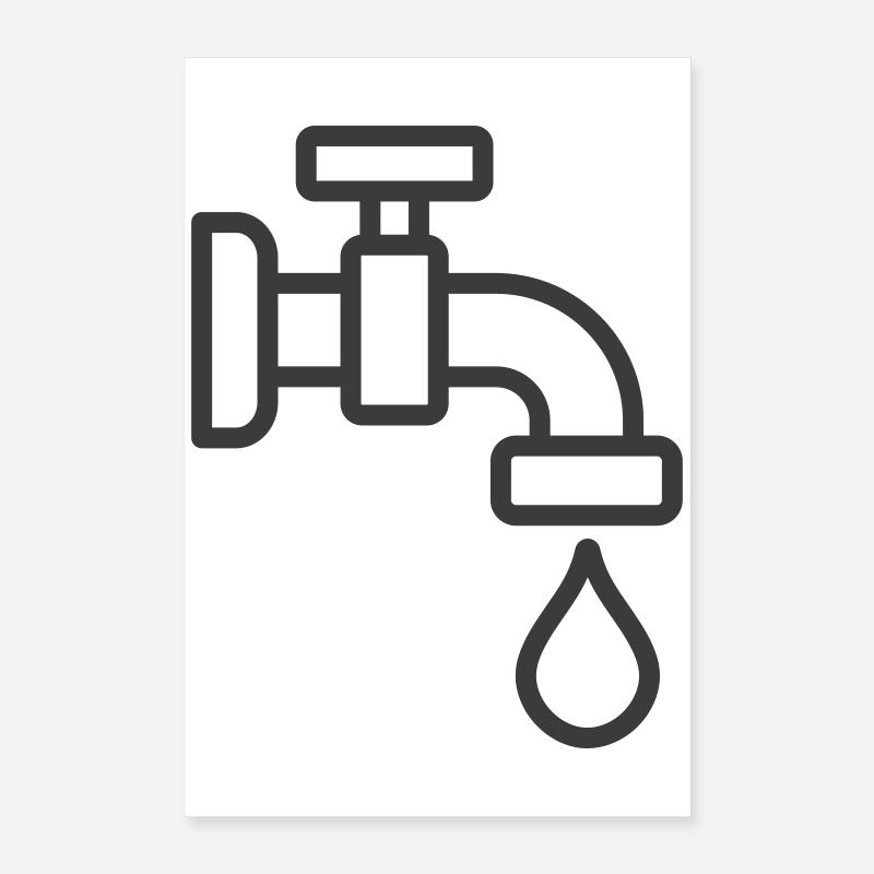 Robinet d’eau de plomberie avec icône de gouttelette Poster 40 x 60 cm