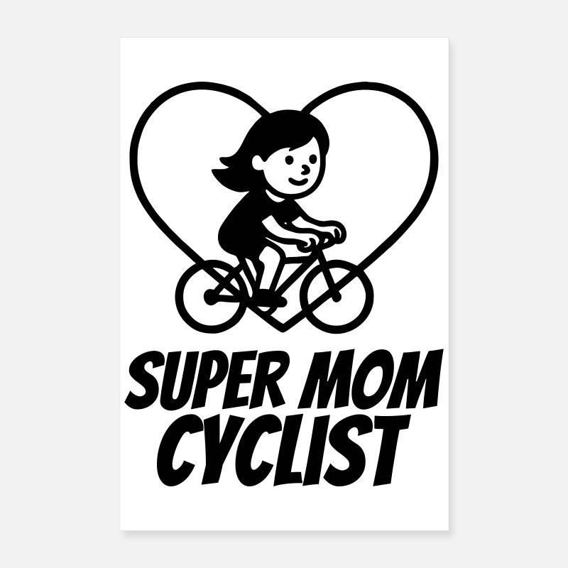 Super Maman Cycliste – Cœur de Vélo Poster 40 x 60 cm