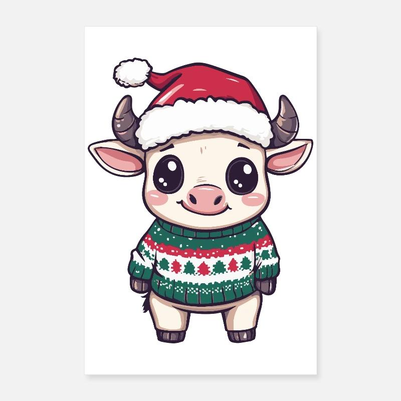 Noël de Noël Taureau Poster 40 x 60 cm