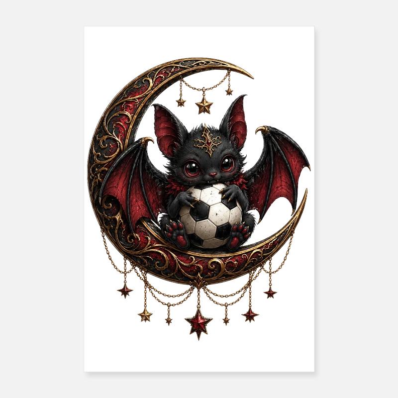 Chaton de la Lune avec la Boule Poster 40 x 60 cm