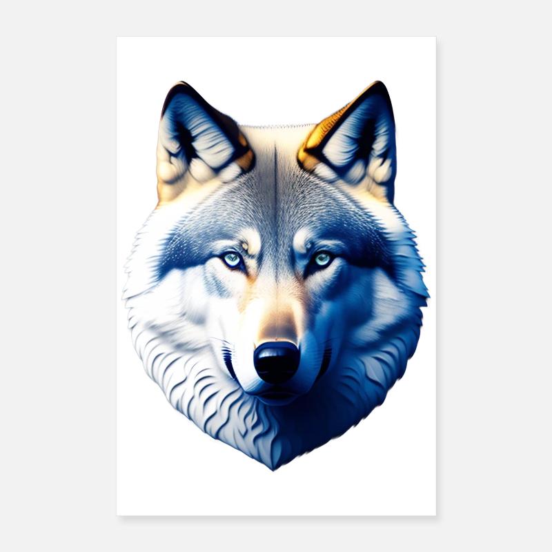 Wolfskopf mit blauen Augen Poster 40x60 cm