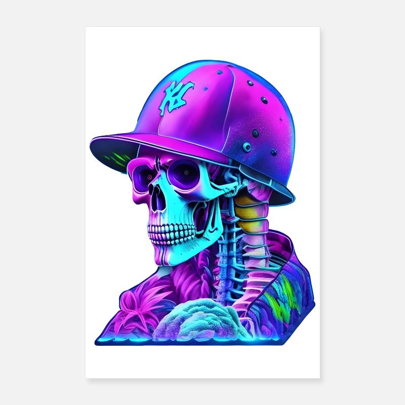 Squelette avec casquette Poster 40 x 60 cm