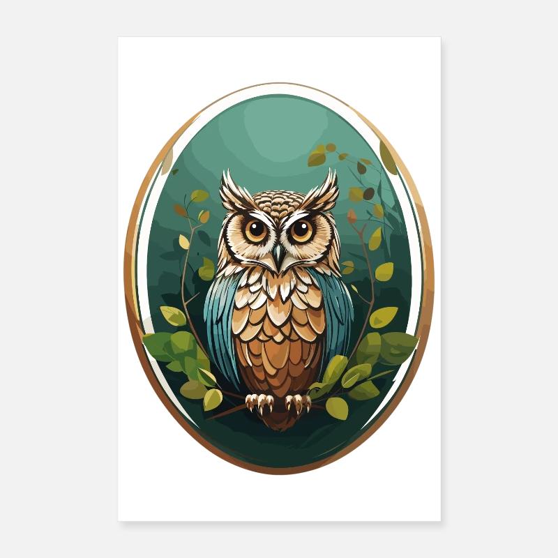 Hibou oiseau de nuit Poster 40 x 60 cm