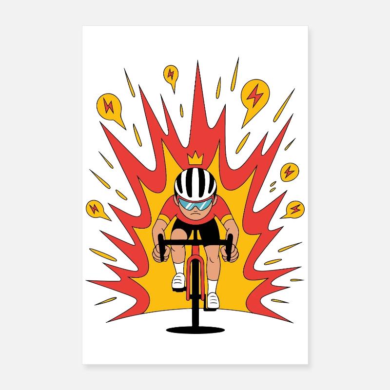 Angriffsmodus Radfahrer Krone Karikatur Poster 40x60 cm