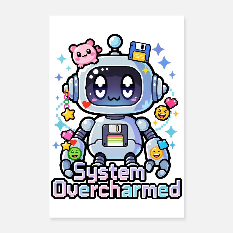 🤖 - System Overcharmed – Roboter mit digitalen Charms Poster 40x60 cm