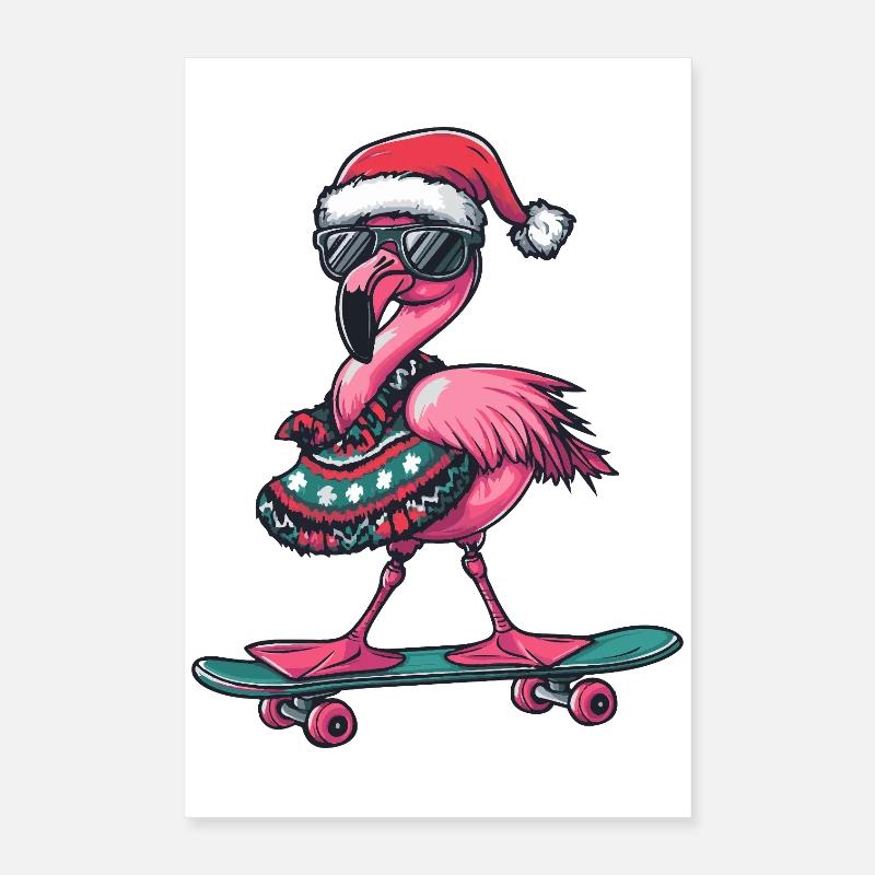 Flamingo Christmas Funny Poster 16" x 24" (40x60 cm)
