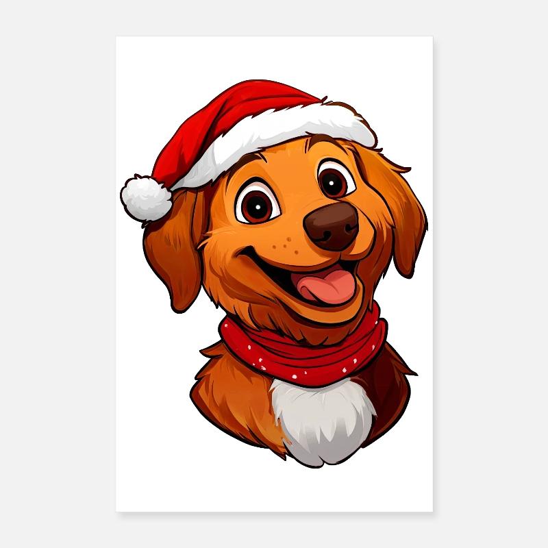 Hund Weihnachtsmann Poster 40x60 cm