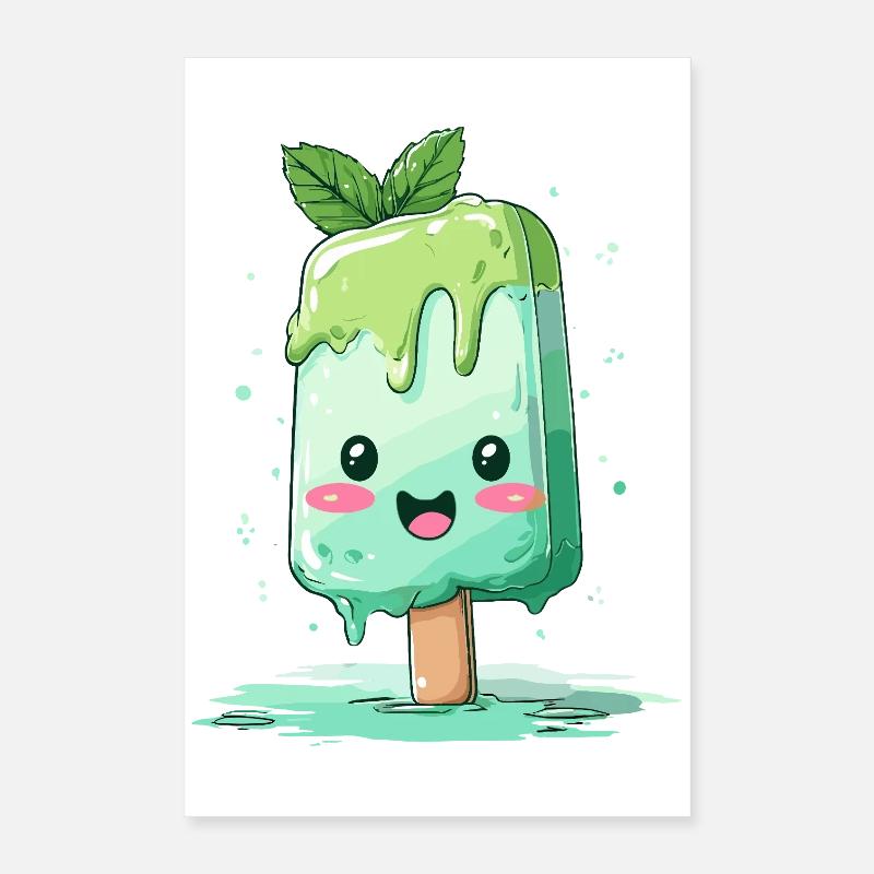 Pops Kawaii vert menthe Poster 40 x 60 cm