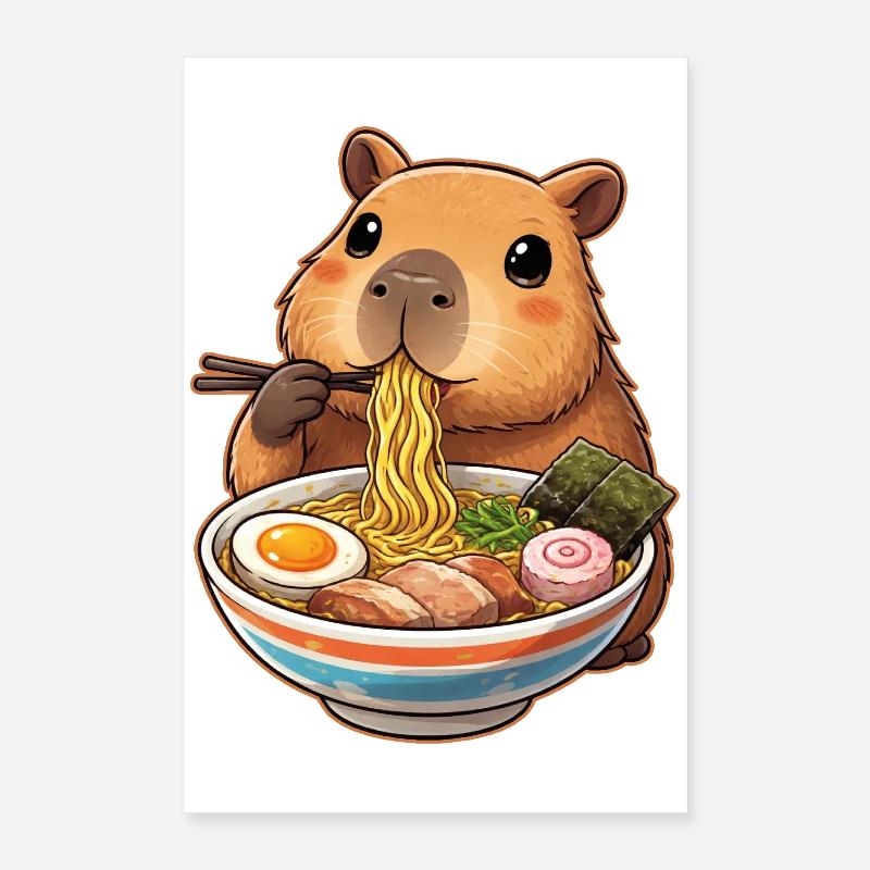 Capybara isst Ramen Nudeln Poster 40x60 cm