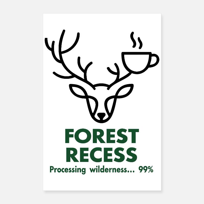 Deer with Cup in Forest Poster 16" x 24" (40x60 cm)