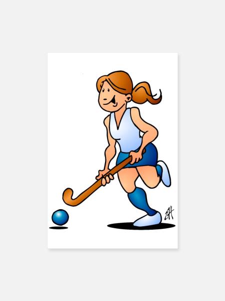 Feldhockey-Mädchen - Poster 40x60 cm - Weiß