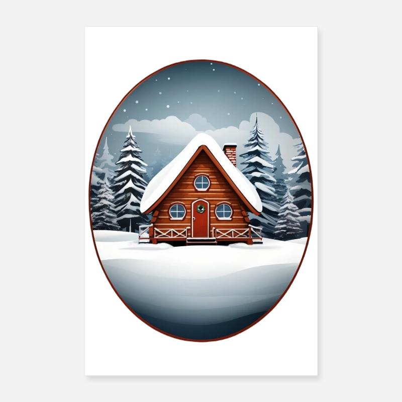 Maison en bois, cabane de Noël Poster 40 x 60 cm