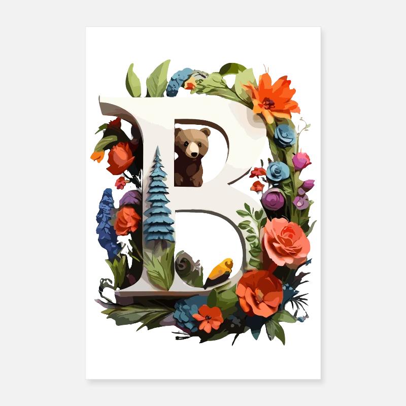 Ferme printanière Bär avec des fleurs Poster 40 x 60 cm