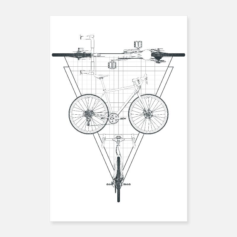Geometric Bicycle Inside Triangle Emblem Poster 16" x 24" (40x60 cm)