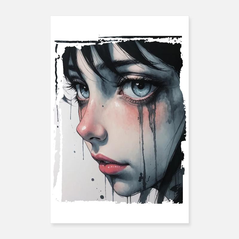 Fille d’anime avec des larmes Poster 40 x 60 cm