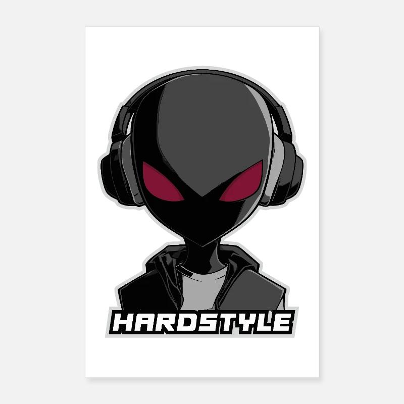 Hardstyle Alien – Conception musicale au casque Poster 40 x 60 cm