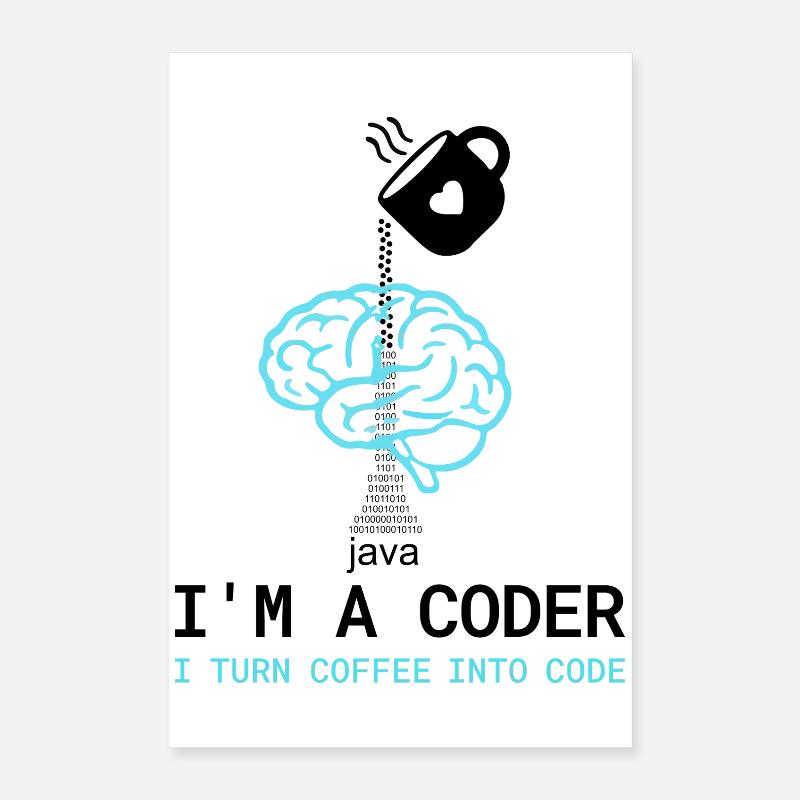 T-shirt Coder : Du café dans le code – Nerdy Programmie Poster 40 x 60 cm