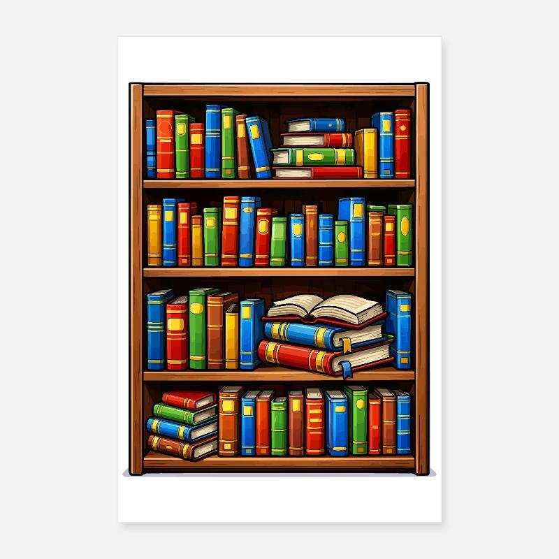 Bookcase Illustrato Library Poster 16" x 24" (40x60 cm)