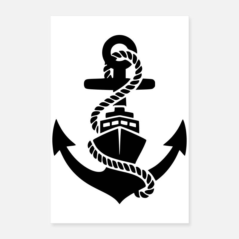 Silhouette maritime à corde d’ancre Poster 40 x 60 cm