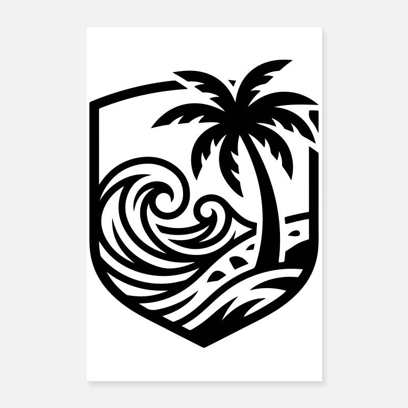Palm Trees Beach Ocean Poster 16" x 24" (40x60 cm)
