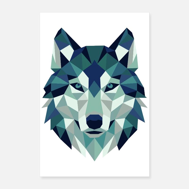 Wolf Head Polygon Geometry Poster 16" x 24" (40x60 cm)