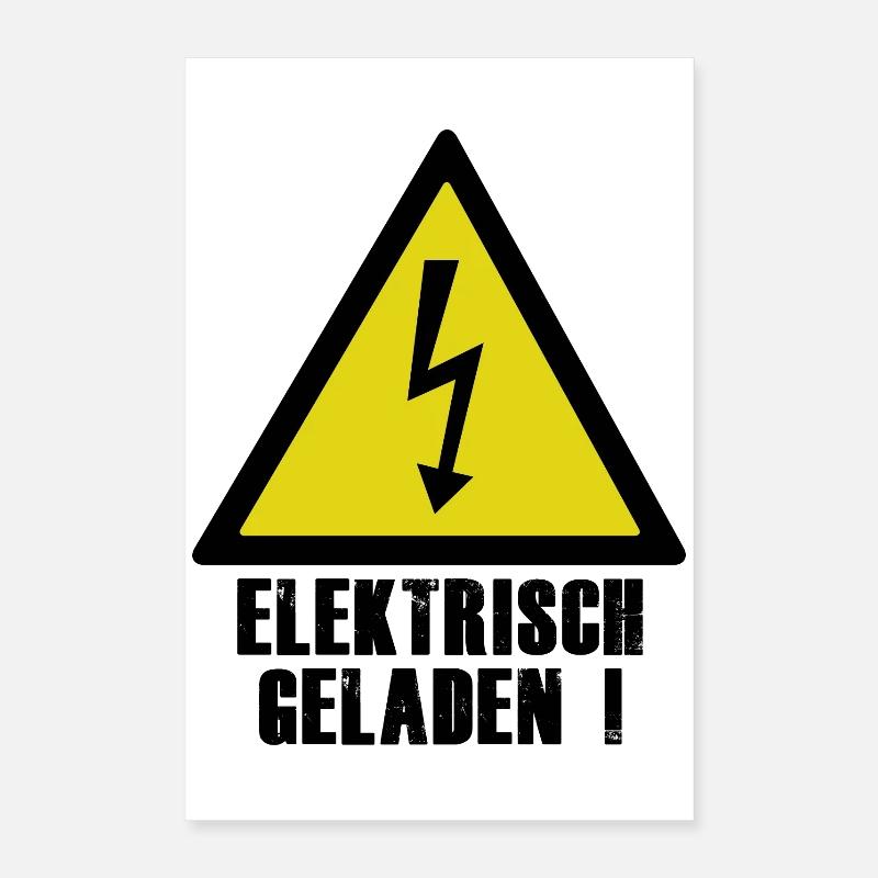 Electrically charged warning symbol Poster 16" x 24" (40x60 cm)