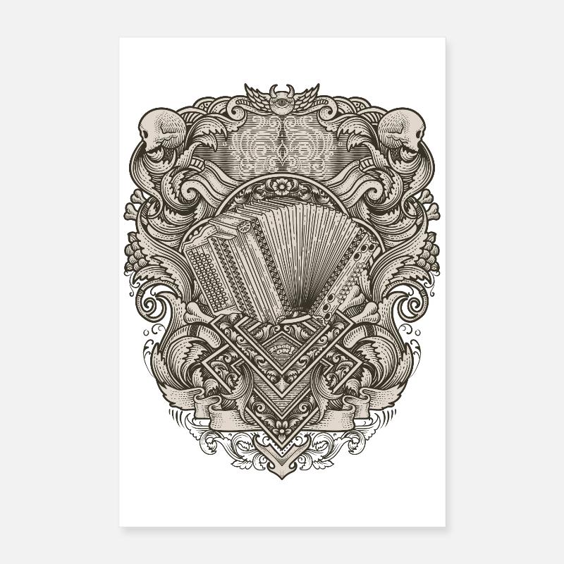 Harmonica Styrian Vintage Illu | ZiachON ! Poster 40 x 60 cm