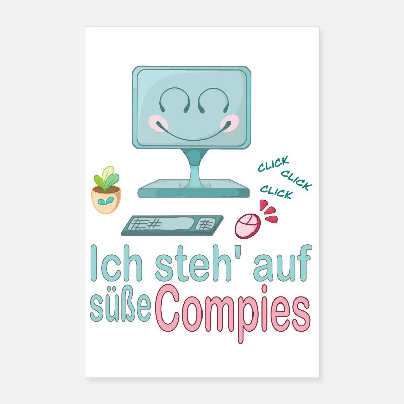 J’adore les ordinateurs mignons Poster 40 x 60 cm