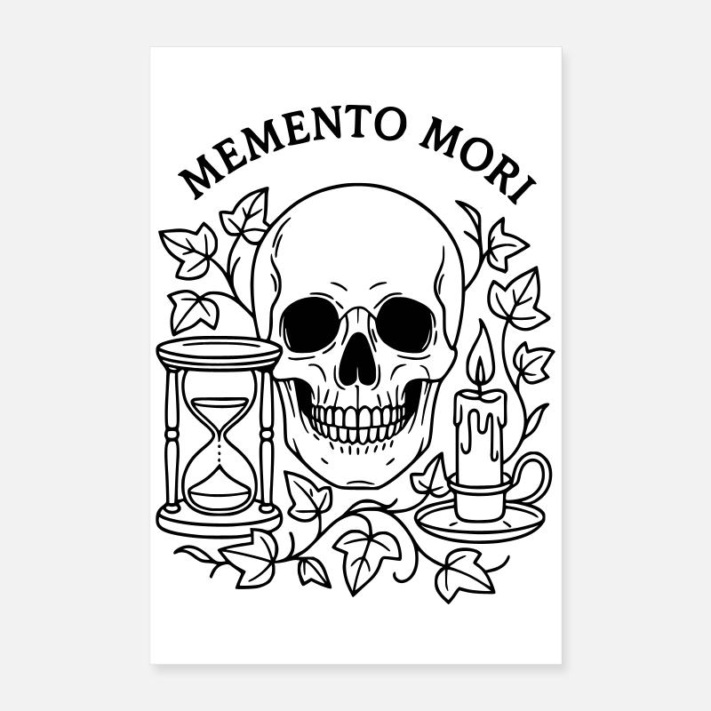 Memento Mori Skull Hourglass Transience Poster 16" x 24" (40x60 cm)