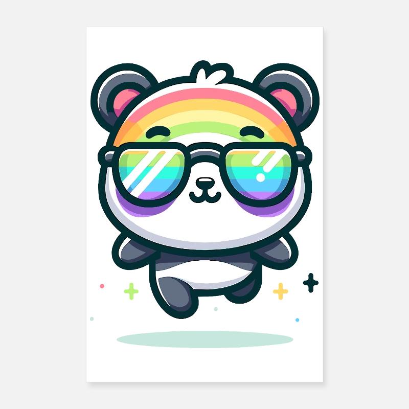 Regenbogen Panda Sonnenbrille Sommer Bär Poster 40x60 cm