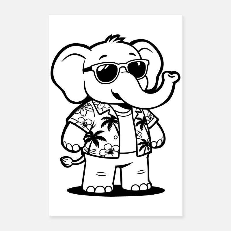 Vacances d’éléphants Poster 40 x 60 cm