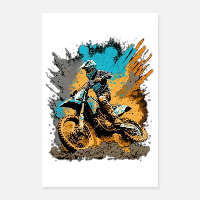 Motocross Action Mud Splash Poster 16" x 24" (40x60 cm)