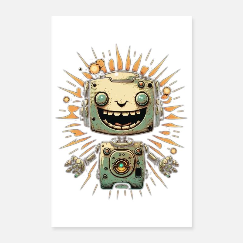 Sunburst Roboter Grinsen Poster 40x60 cm