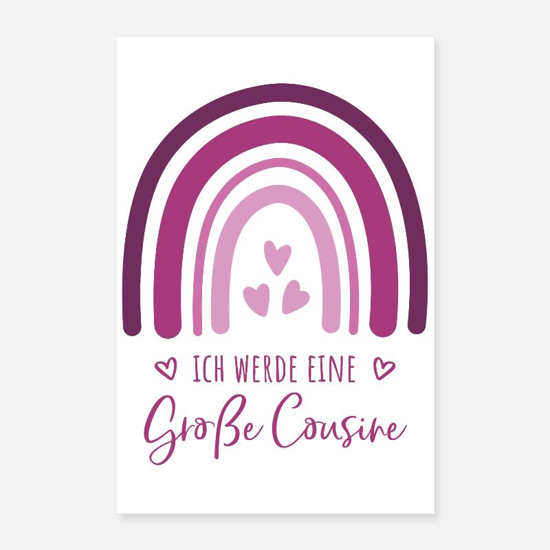Ich werde eine große Cousine Boho Regenbogen Poster 40x60 cm