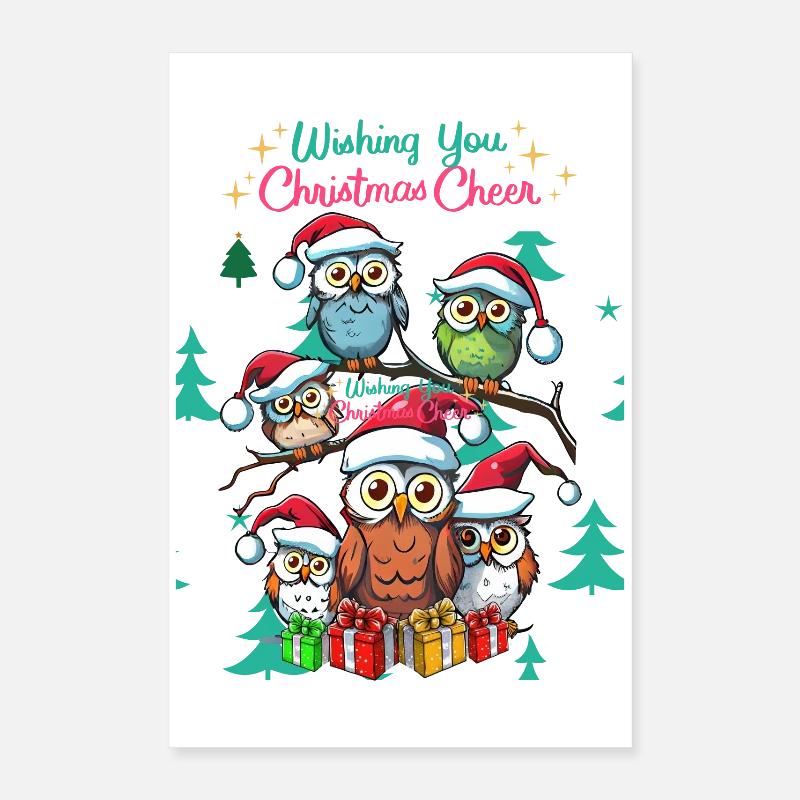 Festliche Eule Weihnachtsstimmung Design Poster 40x60 cm
