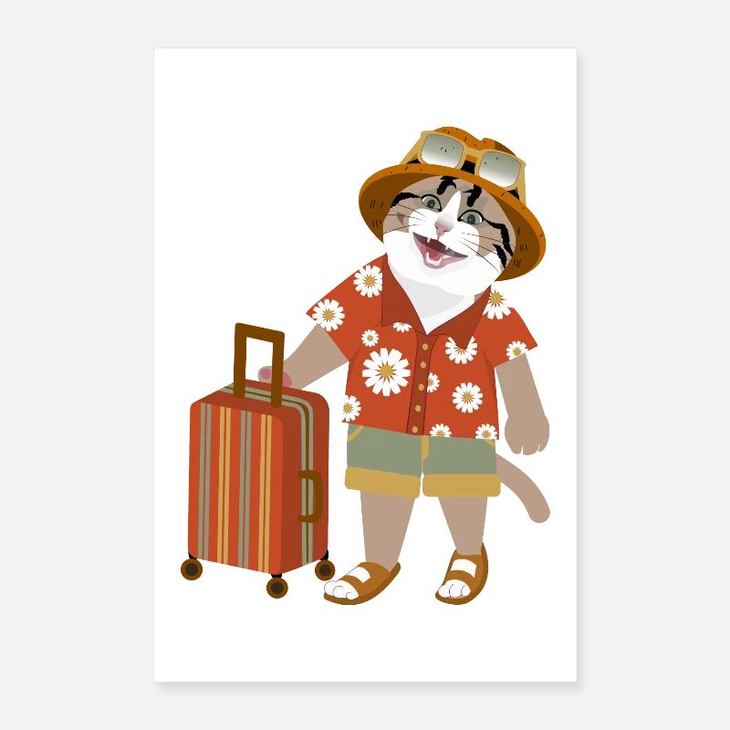 Humeur de voyage de chat Poster 40 x 60 cm