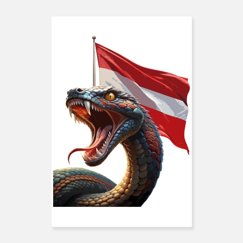 Un serpent cool avec le drapeau autrichien Poster 40 x 60 cm