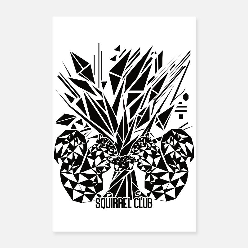 Arbre de vie avec écureuil – Conception géométrique Poster 40 x 60 cm