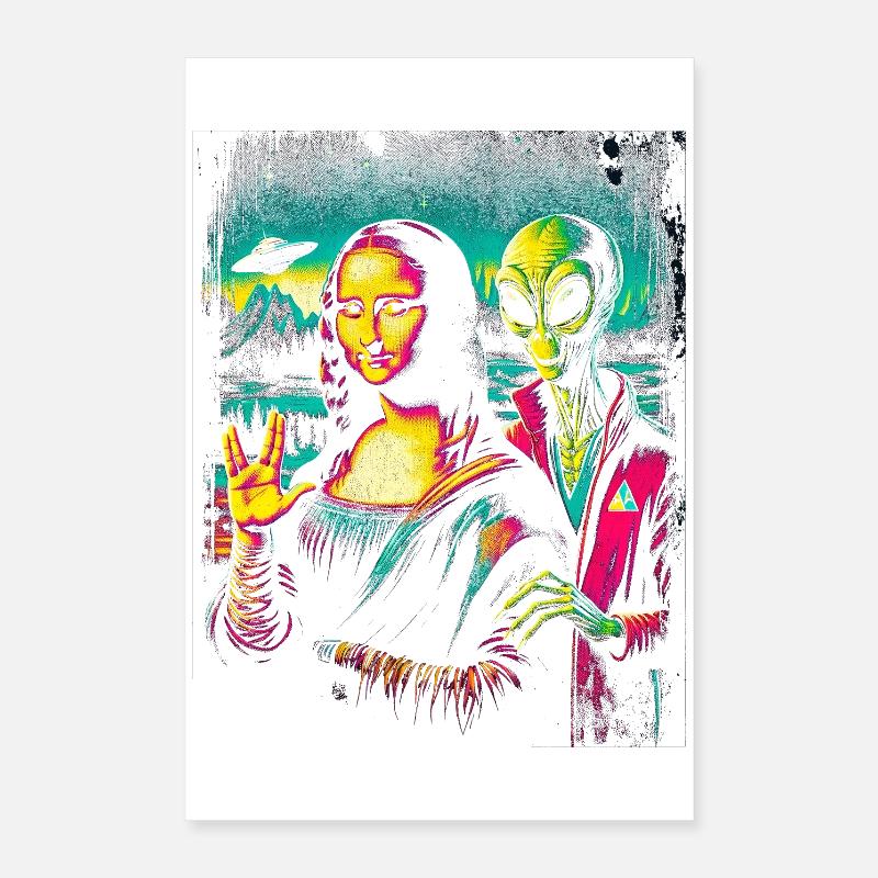 Alien et Mona Lisa – Design de la Renaissance cosmique Poster 40 x 60 cm