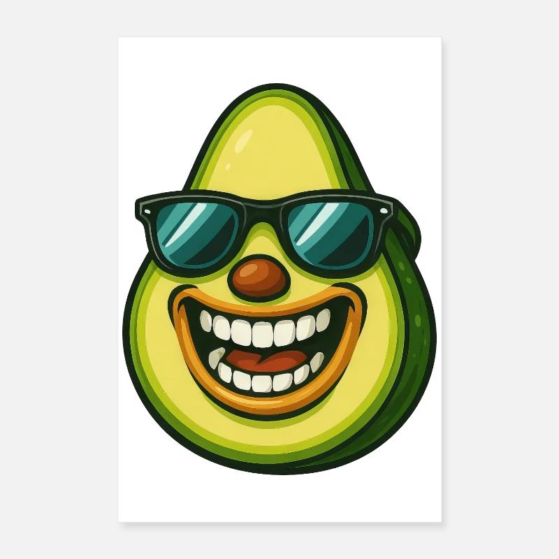 Cool avocado with sunglasses summer veggie fun Poster 16" x 24" (40x60 cm)