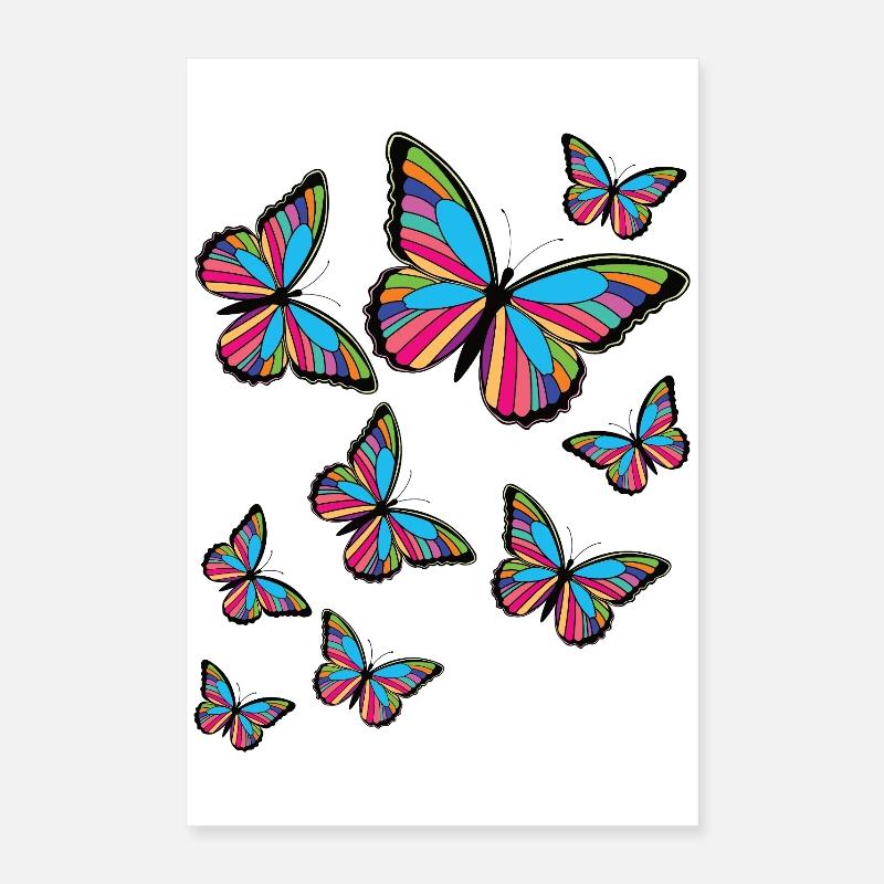 Bunte Schmetterlinge. Poster 40x60 cm