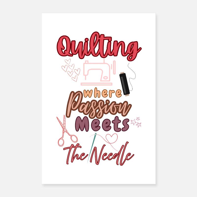 Passionate Quilting Heart Design Poster 16" x 24" (40x60 cm)