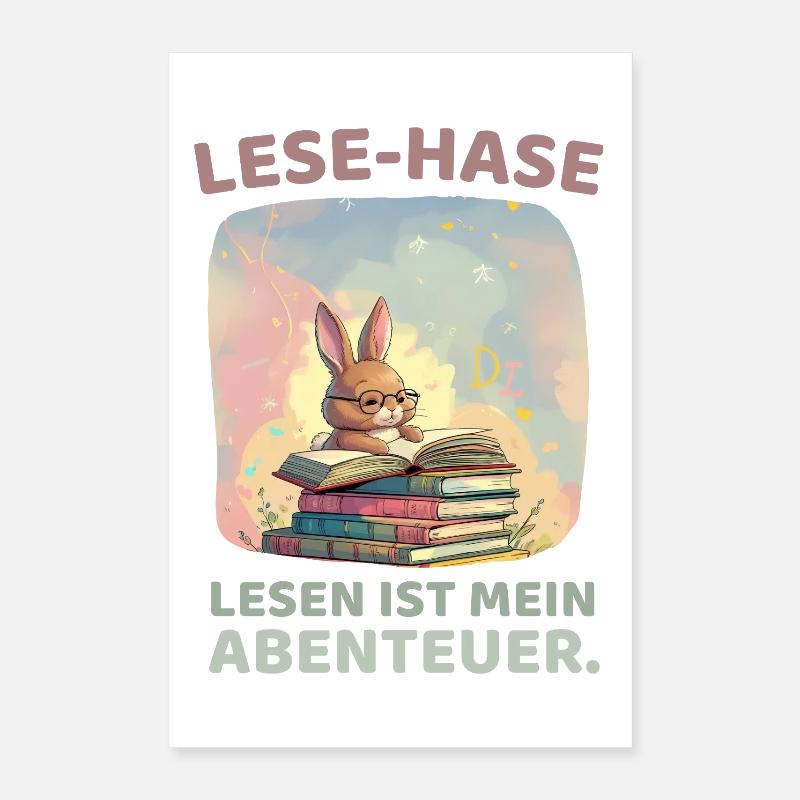 Lecture de lapin avec style aventure Poster 40 x 60 cm