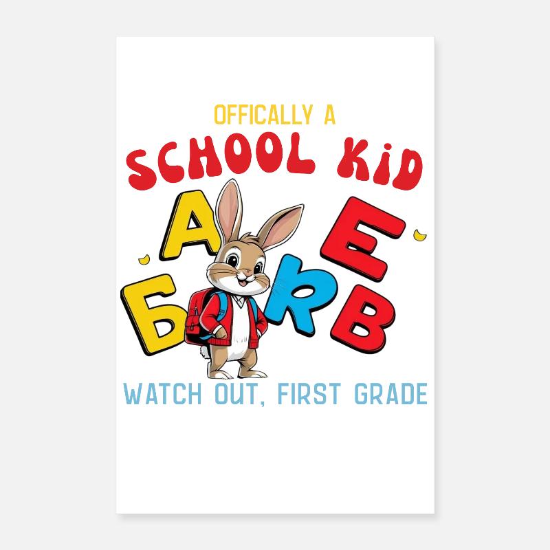 Schulkind mit ABC Buchstaben Design Poster 40x60 cm