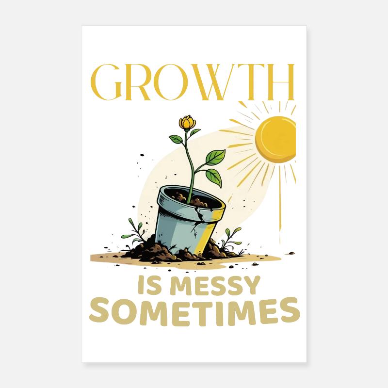Métaphore de la croissance avec une fleur en pot Poster 40 x 60 cm